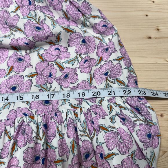 Haute Hippie Dress Womens M White Purple Floral Tiered Midi Smocked Cottage Boho - Picture 14 of 16